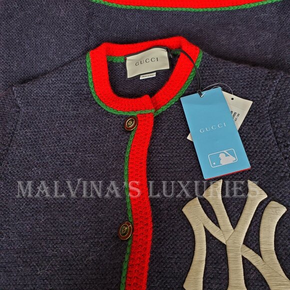 GUCCI CARDIGAN LONG SWEATER NY YANKEES LOGO PATCH WOOL ALPACA sz S SMALL - Picture 12 of 16